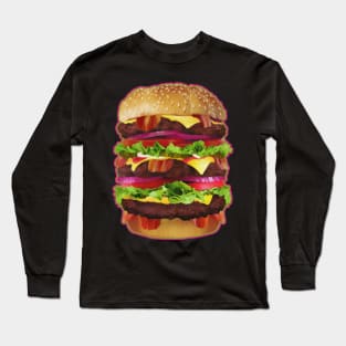 Triple Bacon Cheeseburger Deluxe Long Sleeve T-Shirt